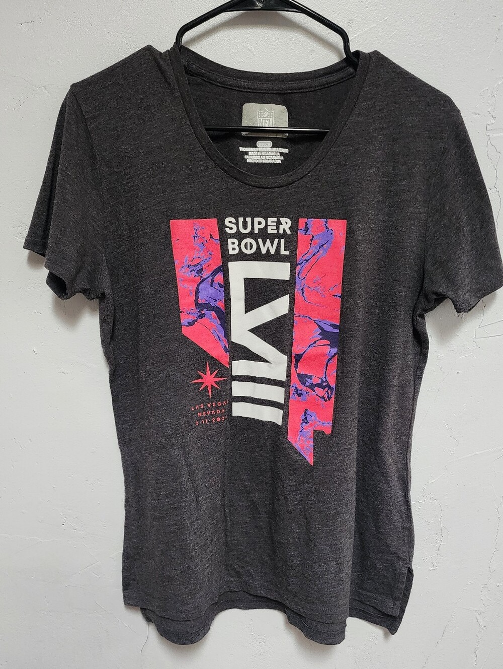 NFL Women's Charcoal Superbowl LVIII Tee with White Logo - Las Vegas 2024
